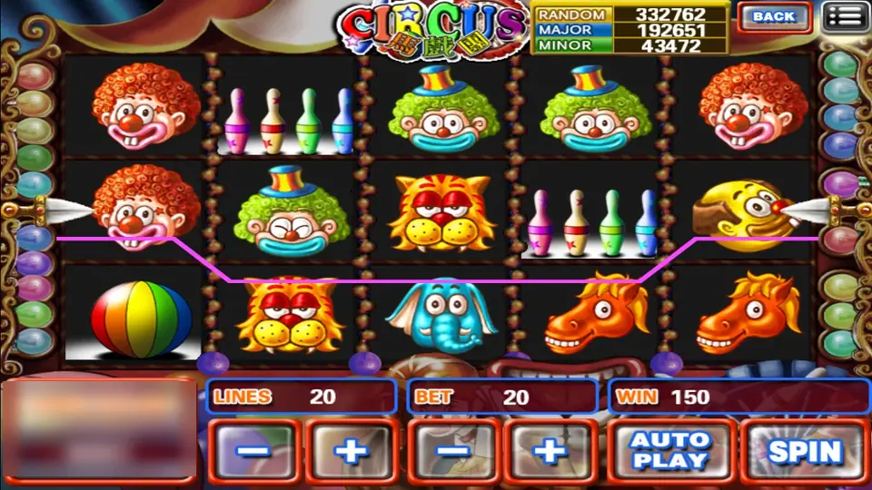 Circus on 918Kiss after a win of 150 on a zigzag line, 20 lines at a bet of 20