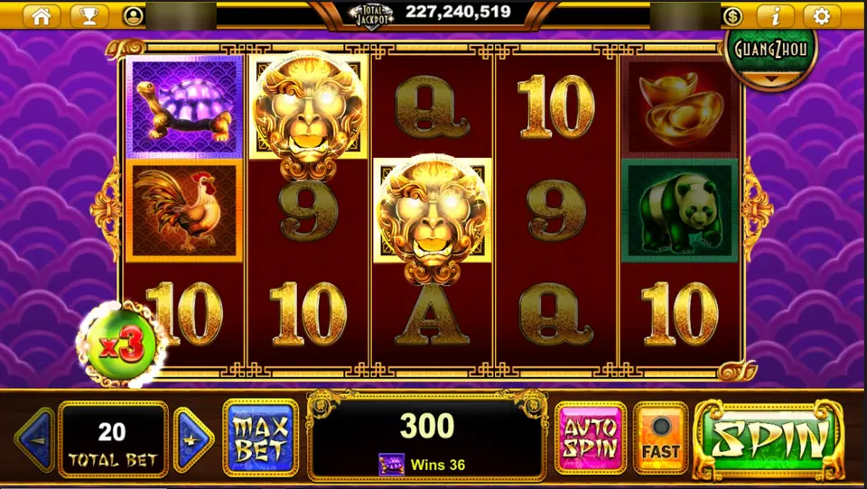 Age of Golden Ape on Live22 with two glowing gold ape masks, a turtle, a rooster and a panda, and a green x3 orb at the bottom left